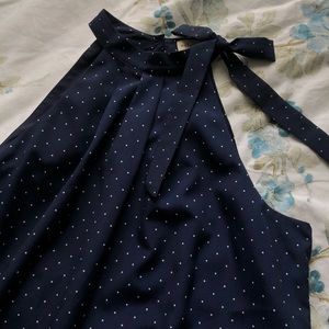 Navy blue polka dot top